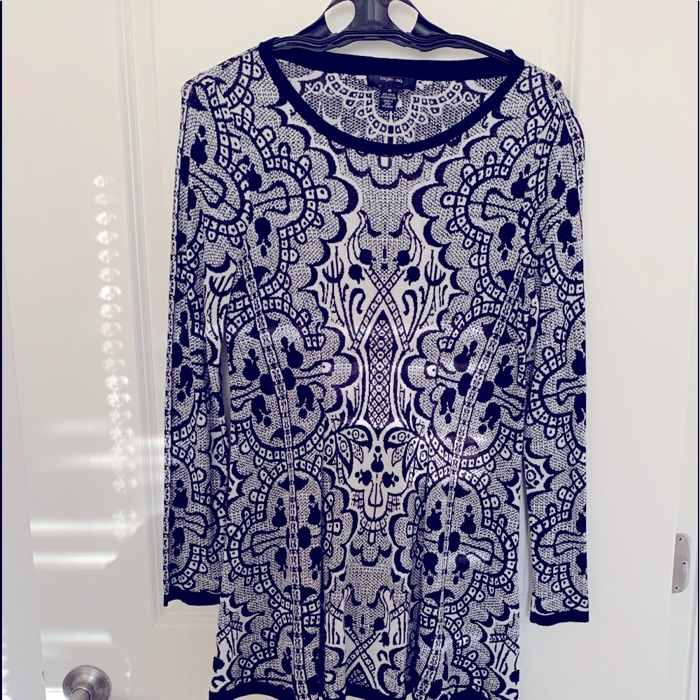 NWOT Style & Co black & white patterned sweater dress. Size M